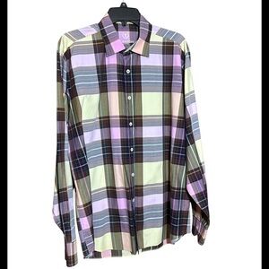 Bugatchi classic fit Plaid Men's Shirt in Multicolor size large